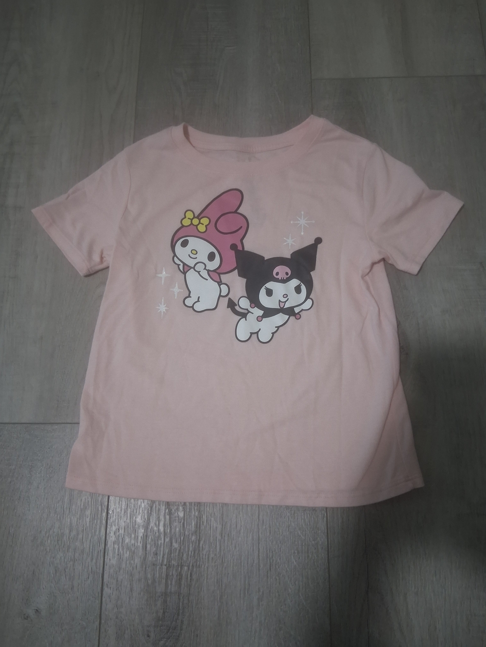 Hybrid Apparel Light Pink Kids Tee with Cartoon Character Graphic